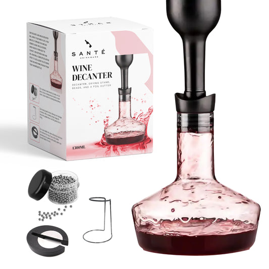 Wine Decanter Recanter With Stand, Beads, and Foil Cutter